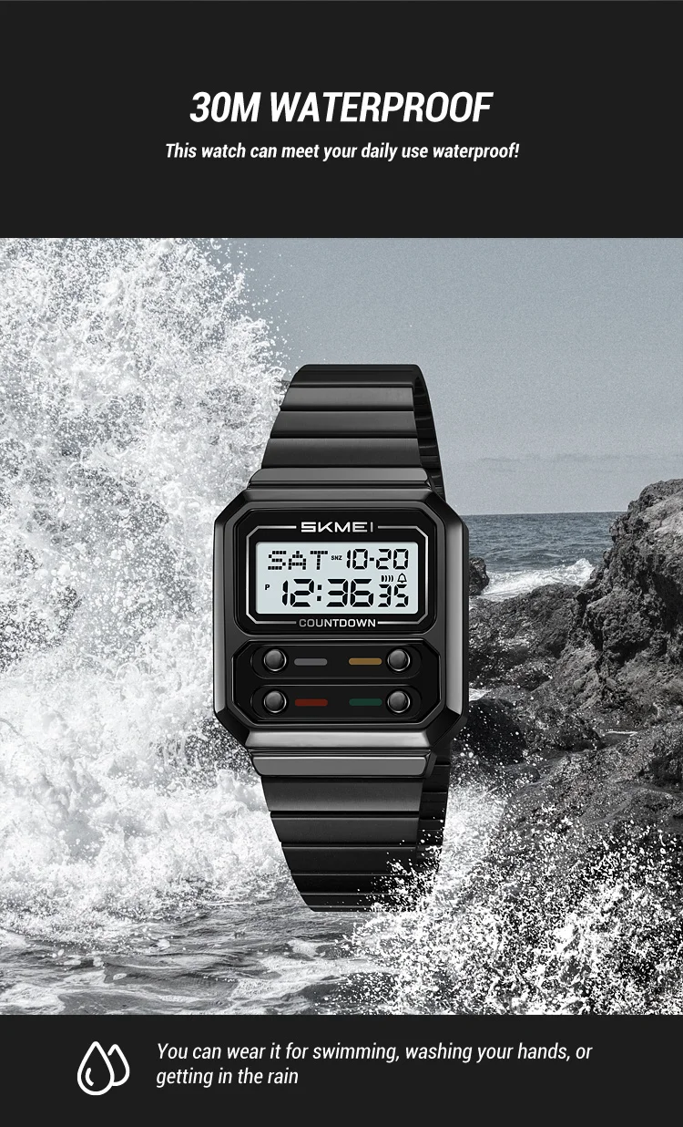 Orologio da polso cronografo impermeabile per studenti, semplice, da uomo, retrò, di lusso, digitale, elettronico, per donne_voghion.com