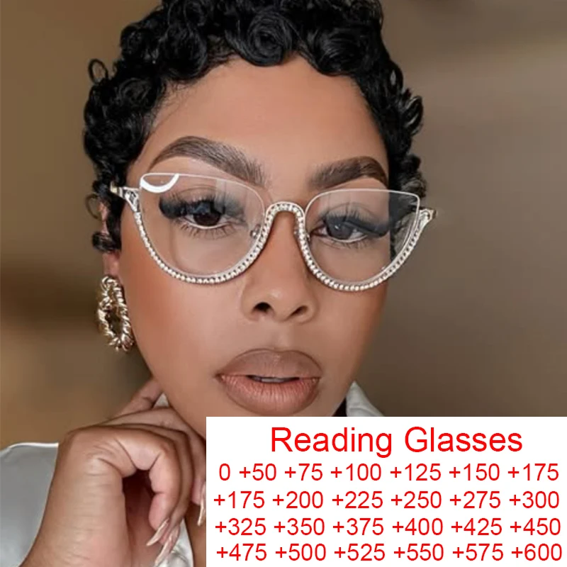 Xuwick Anti Blue Light Tr90 Occhiali Donna Cat Eye Lente Trasparente Mezza Montatura Per Occhiali In Metallo Moda Ottica Cerniera A Molla Nera Regalo - Foto 6