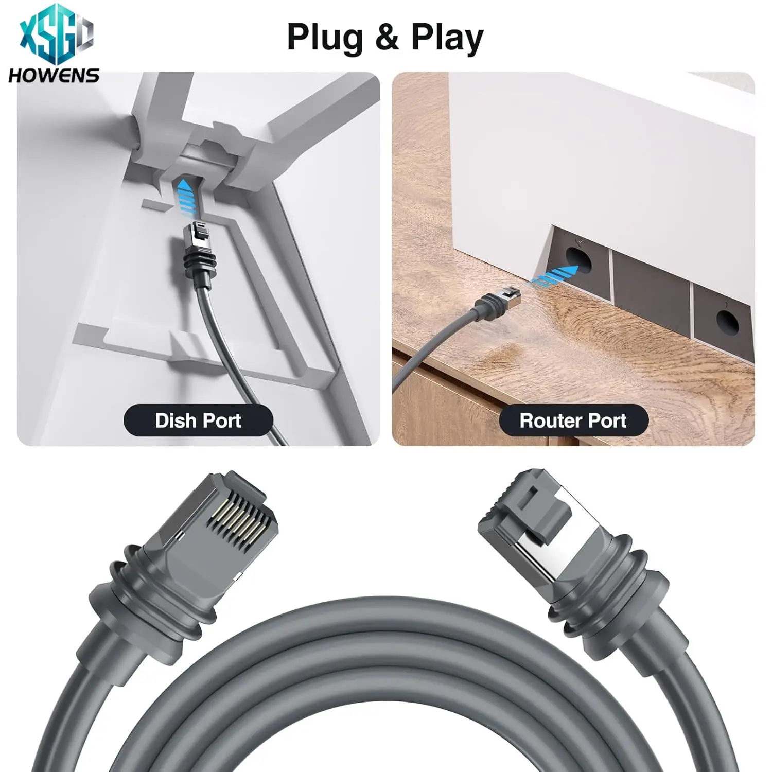 하우엔스 3M 6M 15M 30M 46M 스타링크 GEN3 세대 연장 케이블 기가비트 이더넷 RJ45 라우터 케이블 (스타링크 위성용)