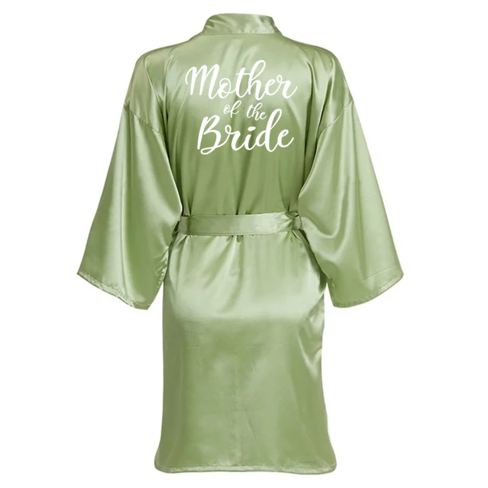 Sage Green Satin Kimono with Team Bride Embroidery