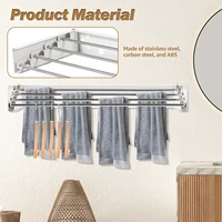 Folding Clothes Hanger Stainless Steel Laundry Drying Rack Wall Mount Travel Indoor Balcony Towel Bar Collapsible Drying Rack 2