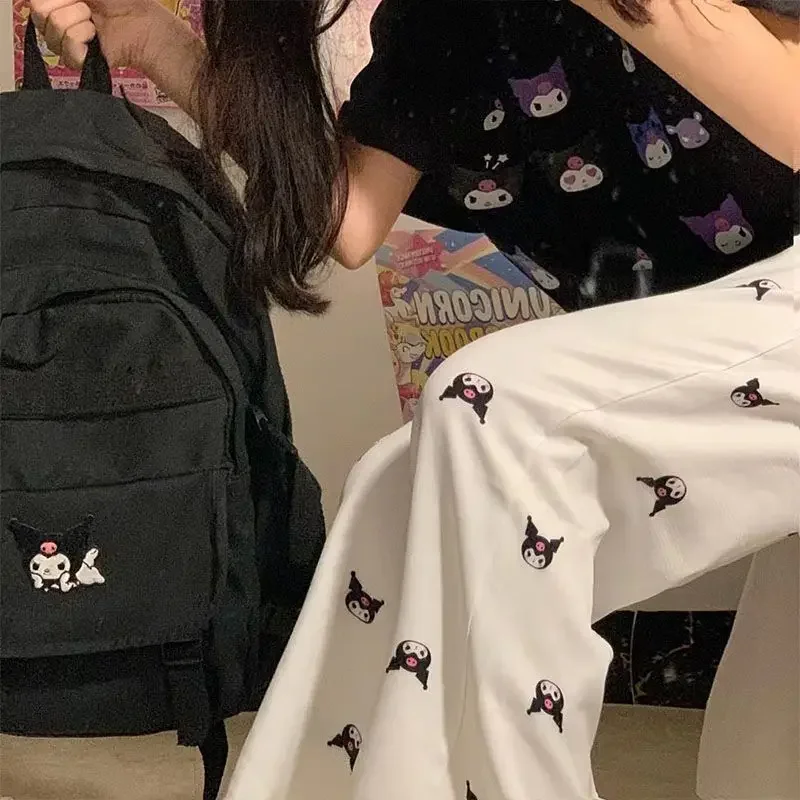 

Sanrio Kuromi Kawaii Pants Female Cartoon Thin Section Wide-leg Pants Spring and Autumn Student Dormitory Loose Casual Trousers
