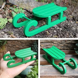 Festive Miniature LED Christmas Street Lamp for Holiday Village Decor (Green Wooden Sleigh)