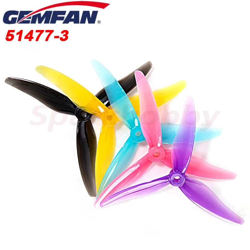 

Новый 5-дюймовый 3-лопастной пропеллер GEMFAN Hurricane 51477 CW CCW розовый/черный/синий подходит для бесщеточных моторных дронов RC FPV 2205-2306