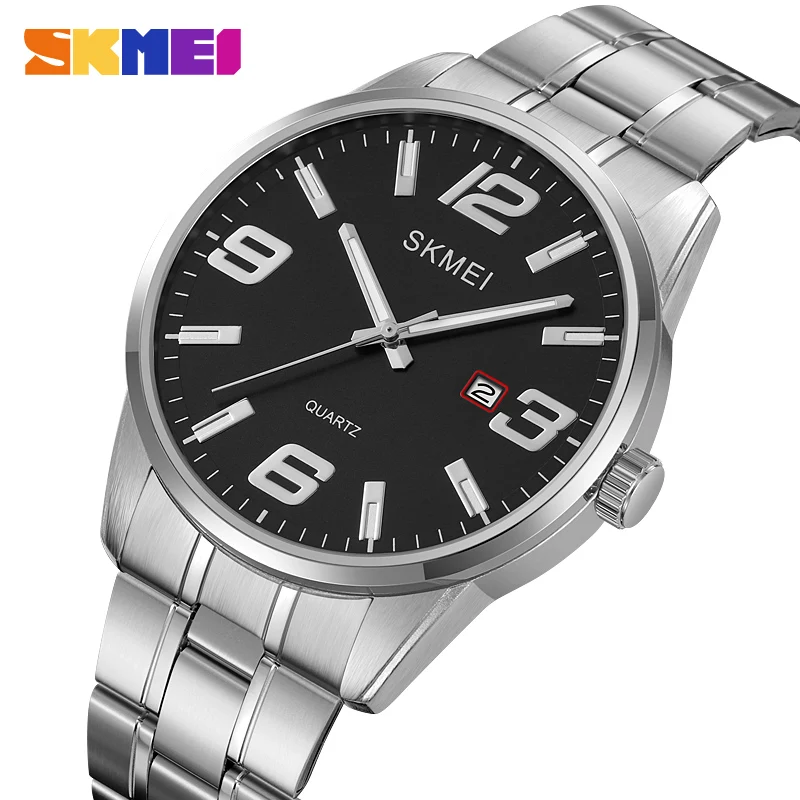 

SKMEI Genuine Quartz Watch All Steel Waterproof Stainless Steel Band Date Top Luxury Brand New Creative Large Dial Clock 2087