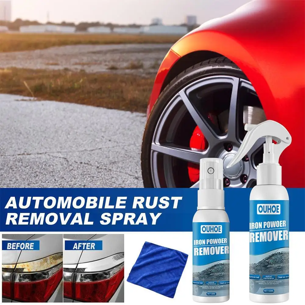 Rust Remover Spray 100ml With Towel Metal Cleaner Iron Powder Car Remover Maintenance