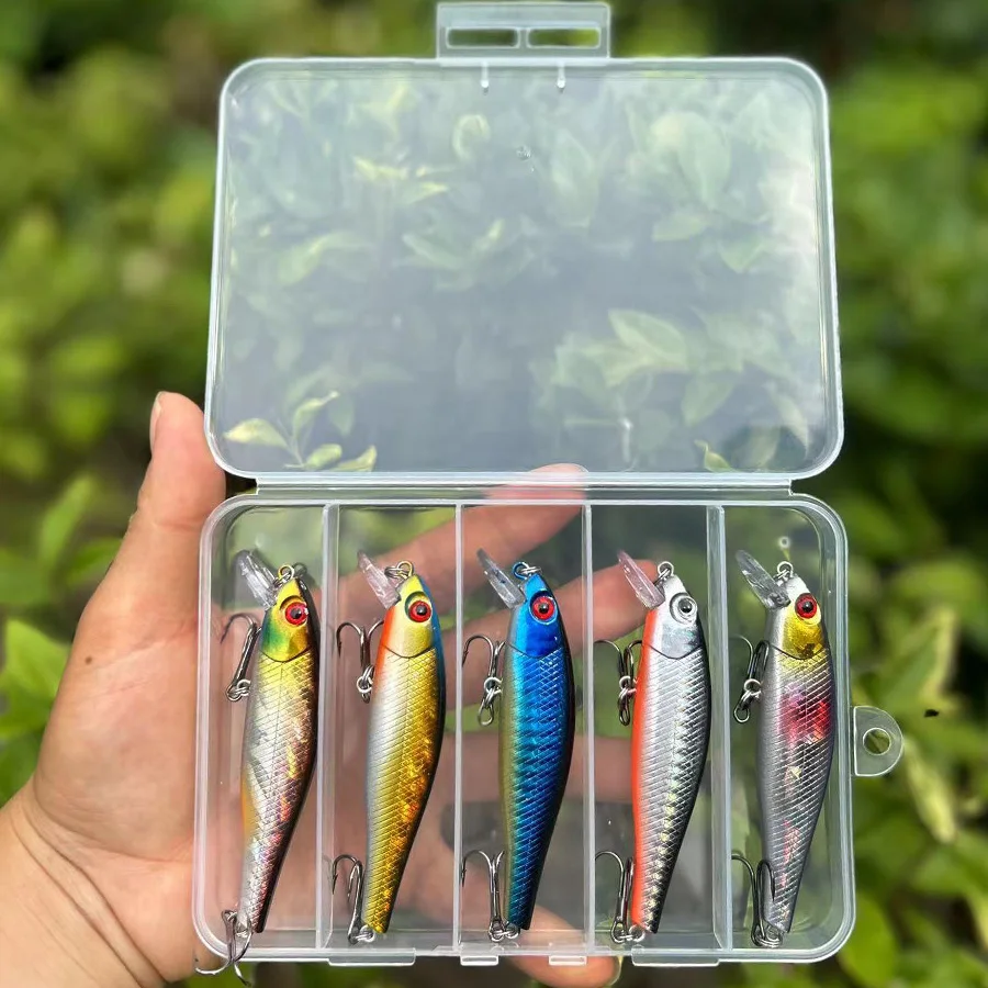 5 Stück/Box 8,5 cm/9,2 g Premium Sinking Minnow Jerkbait Angelköder lebensechter Wobbler Swimbait für effektiven Barsch, Hecht-Hartköder