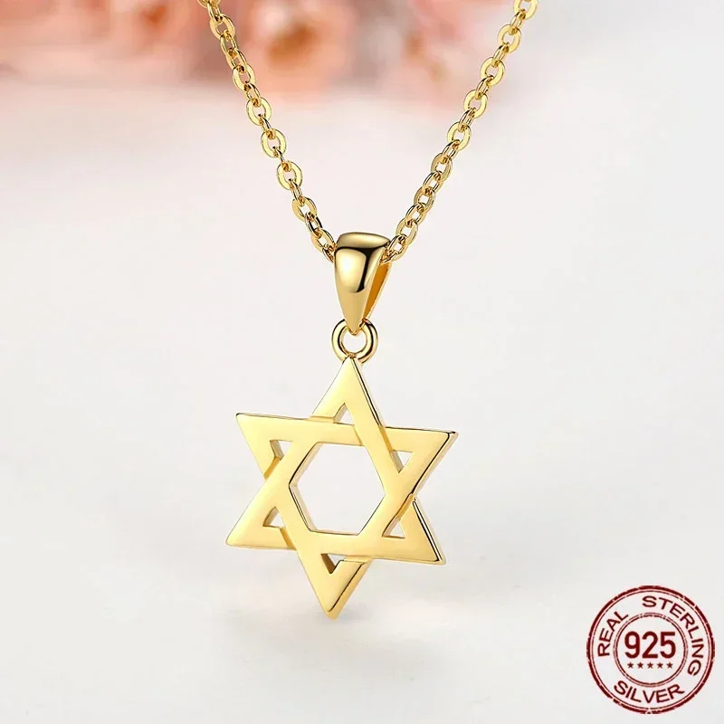 Pendant Necklace Silver Necklace Silver Pendant TONGZHE Collare Magen Star Of David 925 Sterling Silver Pendant Israel Chain Necklace Women Judaica Jewish Vintage Fine Jewelry