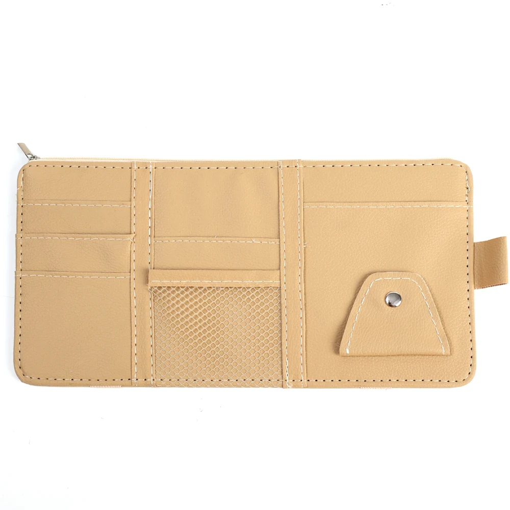 Organizer per visiera parasole per Auto porta occhiali da sole in pelle porta carte multifunzionale tasca portaoggetti Clip per occhiali da Auto accessori Auto  34