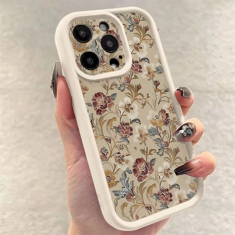 Vintage Floral Pattern Shockproof Candy Silicone Phone Case Cover