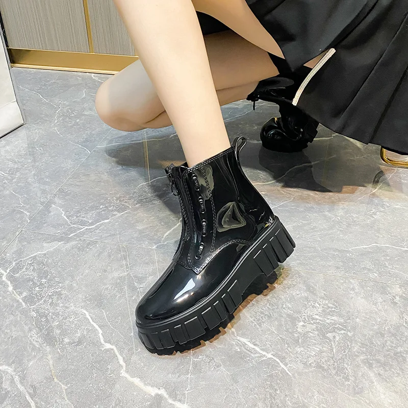 Platform Rain Boots Women Garden Galoshes Waterproof Rubber