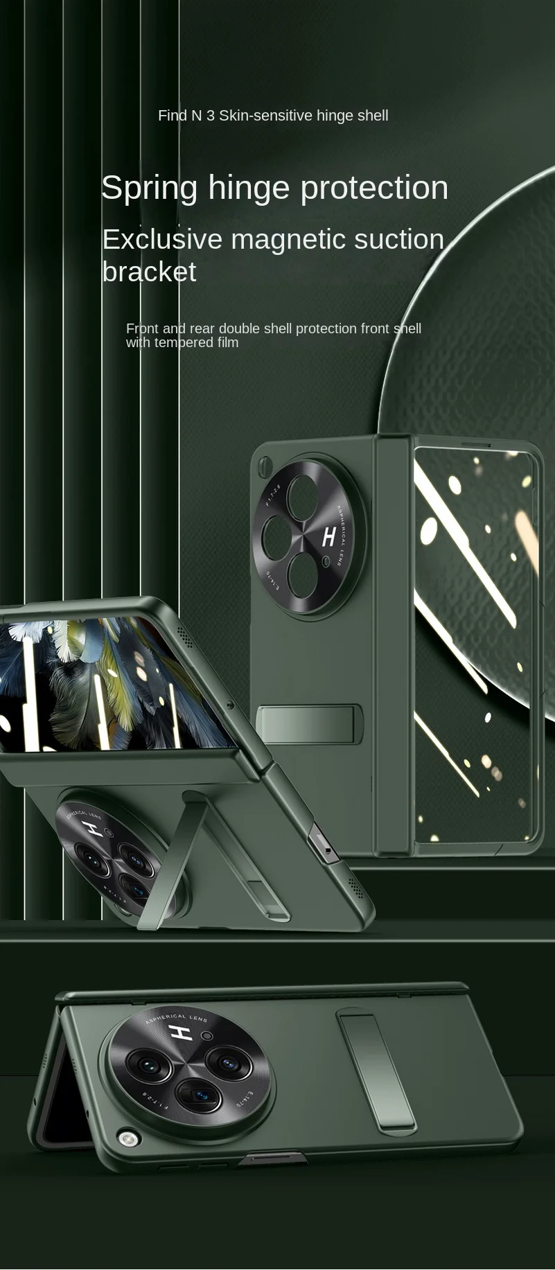 With Privacy Temped Glass Flim Full Protect Case For OnePlus One Plus Open Spring Hinge Hold Lens Cama protect_voghion.com