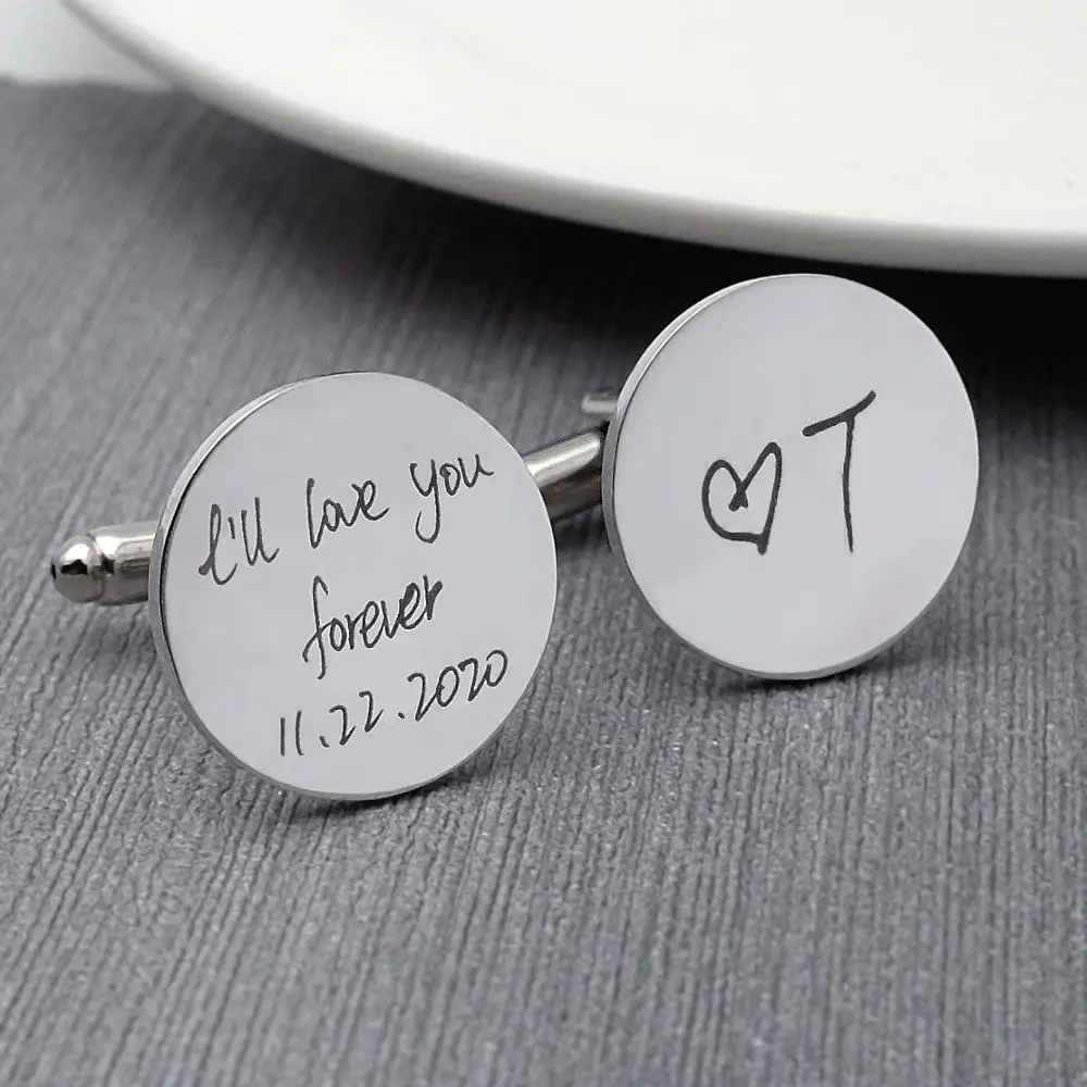 

Personalized Cufflink Handwriting Cufflinks Wedding Gift For Husband Gift For Him Signature Cufflinks Groom Father's Cuff Links