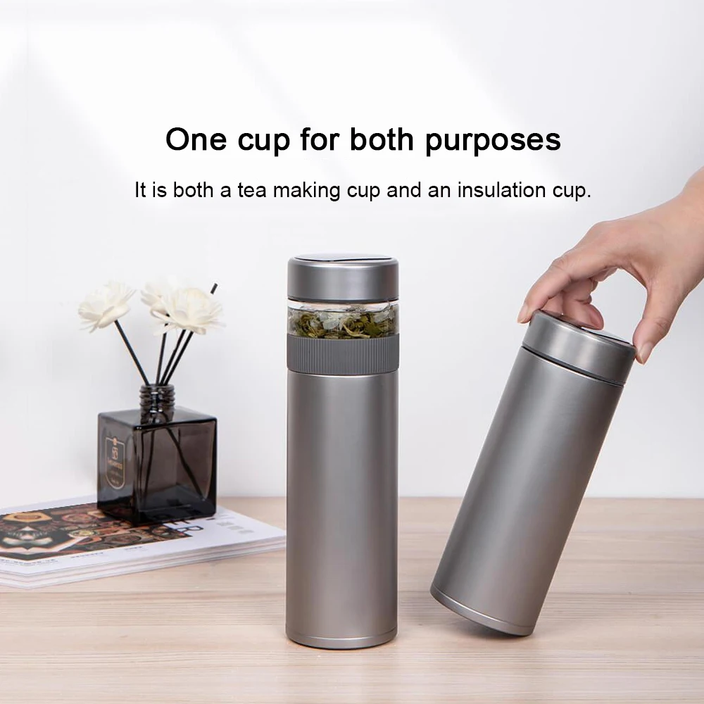 Funjia Pure Titanium Temperature Display Tea Separation Cup 520ML Capacity Portable Double-layer Thermos Cup 44℃ 6 Hours 2