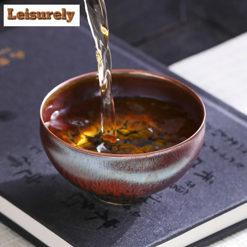 Kiln Fambe Purple Gold Thin-walled Teacup Boutique Tea Bowl Cute Cup Tea-tasting Personal Cup Chazhan Master Cups Tea Services