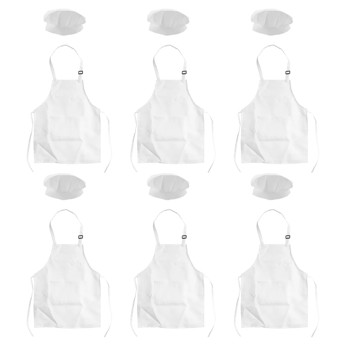 

12Piece Apron and Chef Hat Set with Pockets(White for 2-6 Year Old S)