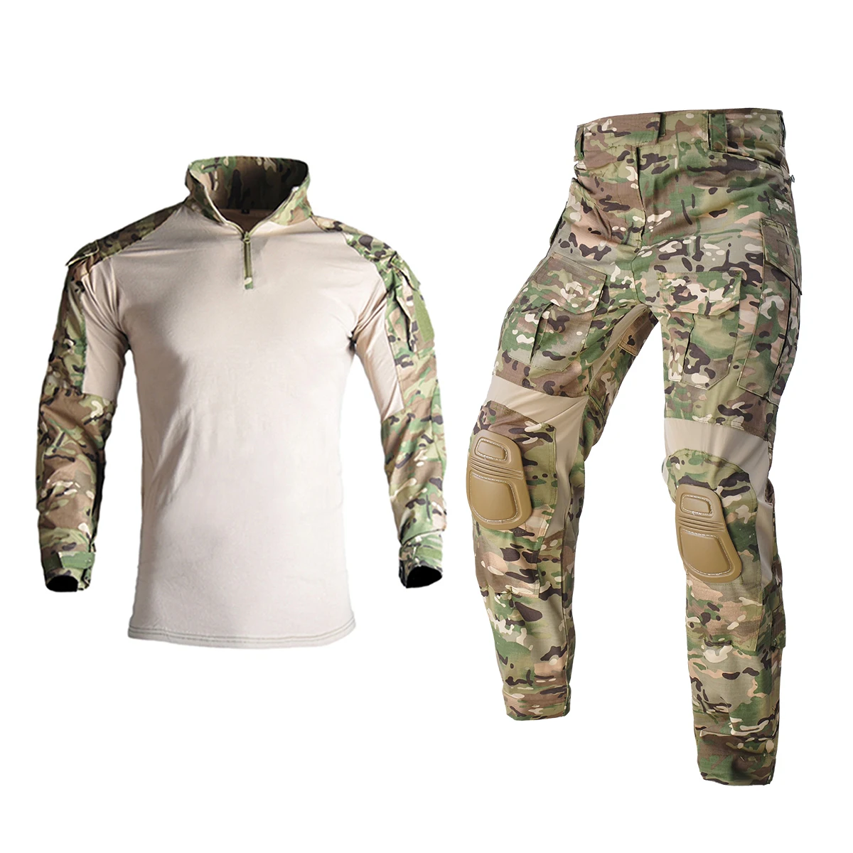 

Airsoft Paintball Men Work Military Clothing Combat Uniform +Pads Multi Pocket Tactical Camo Shirts Army Tracksuits Hunting Suit