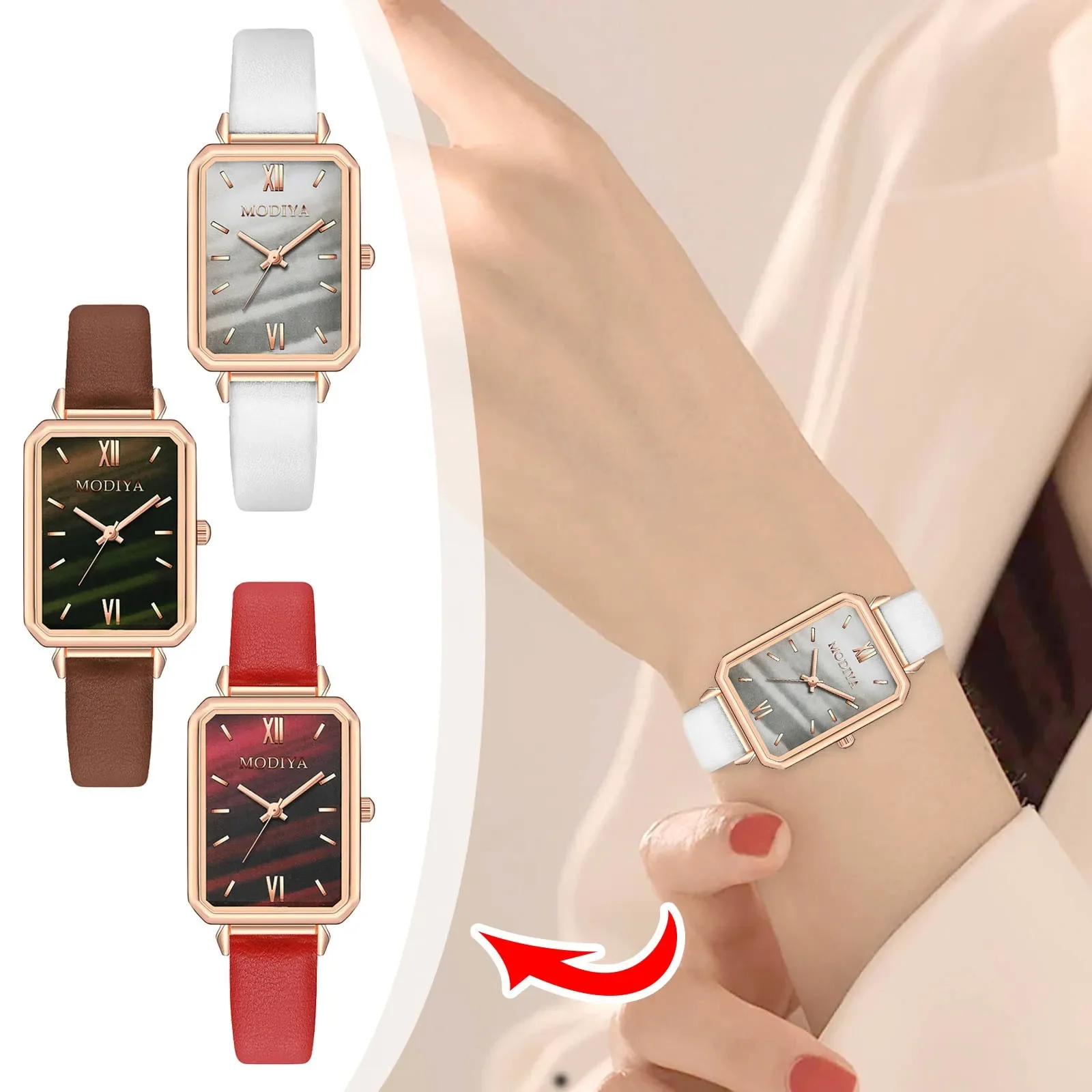 

Ladies Rectangle Wristwatch Retro Scale DIal Leather Bracelet Womens 2024 Elegant Analog Quartz Wrist Watch For GIft Relojes