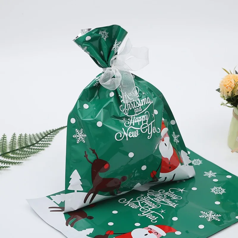 Christmas Candy Bags with Santa &Snowflake Designs, Gift Pouch for Holiday Treats, Festive Party Favors and New Year Fortune Bag