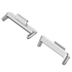 Premium Metal Strap Connector Adapter for Smartwatch Bands - 1 Pair (Silver)