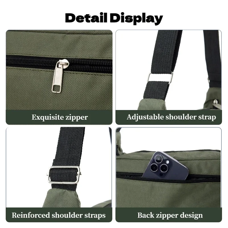 حقيبة كتف عصرية ذات سعة كبيرة مع جيوب متعددة، ومجم...