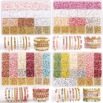 Style DIY Clay Beads Bracelet Making Kit Friendship Golden Letter Beads Kit for Jewelry Making Women Teen Girls Birthday Gift 1