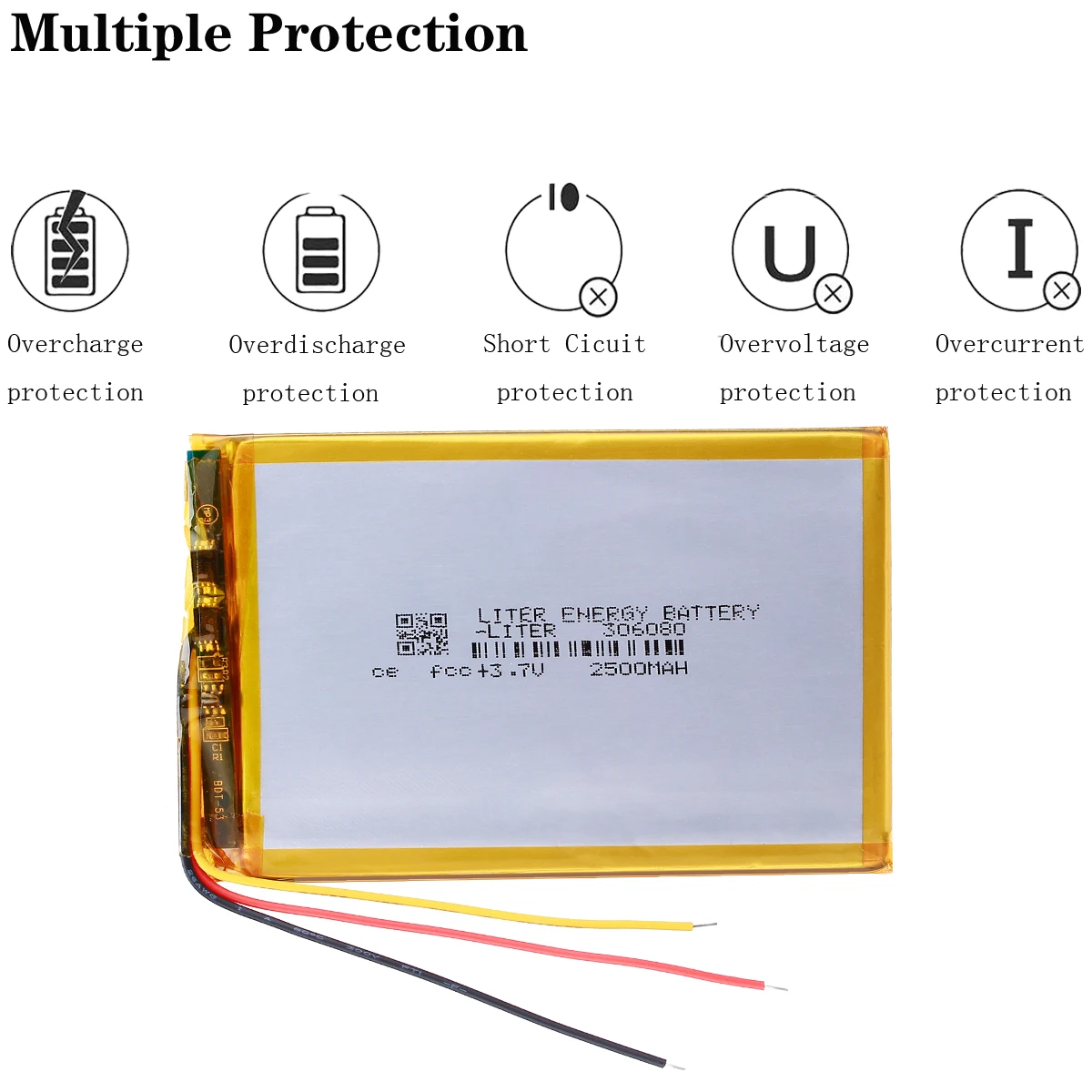 10PCS--Batterie Lithium-ion, 3 Fils, 3.7v, 500mah, 562438 Polymère