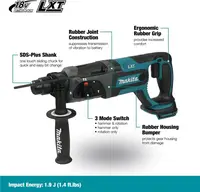 Marteau perforateur rotatif MAKITA DHR202 SDS-Plus 2J 18V LXT 20mm, 3 modes, anti-vibration, outils électriques 1