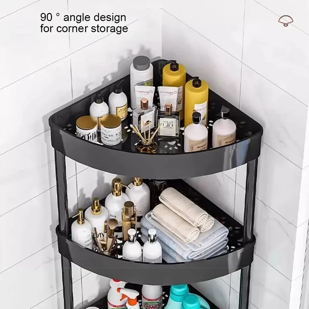 Storage Rack 3/4/5 Tier Storage Shelf Rolling Cart Gap Storage Rack Movable Bathroom Corner Triangle Shelf Floor-standing Story StorageRacks