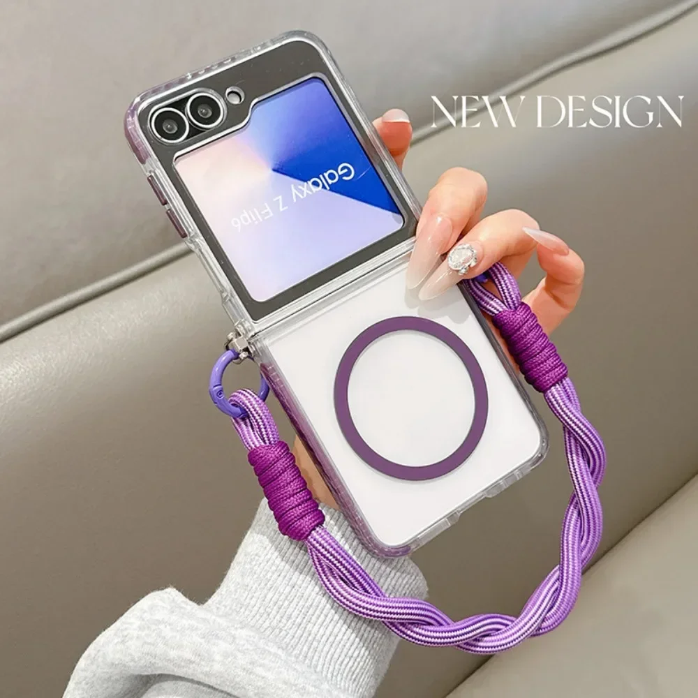 Magnetic Phone Case with Wrist Strap - Transparent Cover