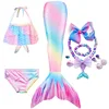 N32O Swimming Mermaid Tail Girls Mermaid Costume Cosplay Dress Kids Mermaid Bikini Swimsuit Monofin Halloween Costumes Merm N32O