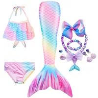N32O Swimming Mermaid Tail Girls Mermaid Costume Cosplay Dress Kids Mermaid Bikini Swimsuit Monofin Halloween Costumes Merm N32O
