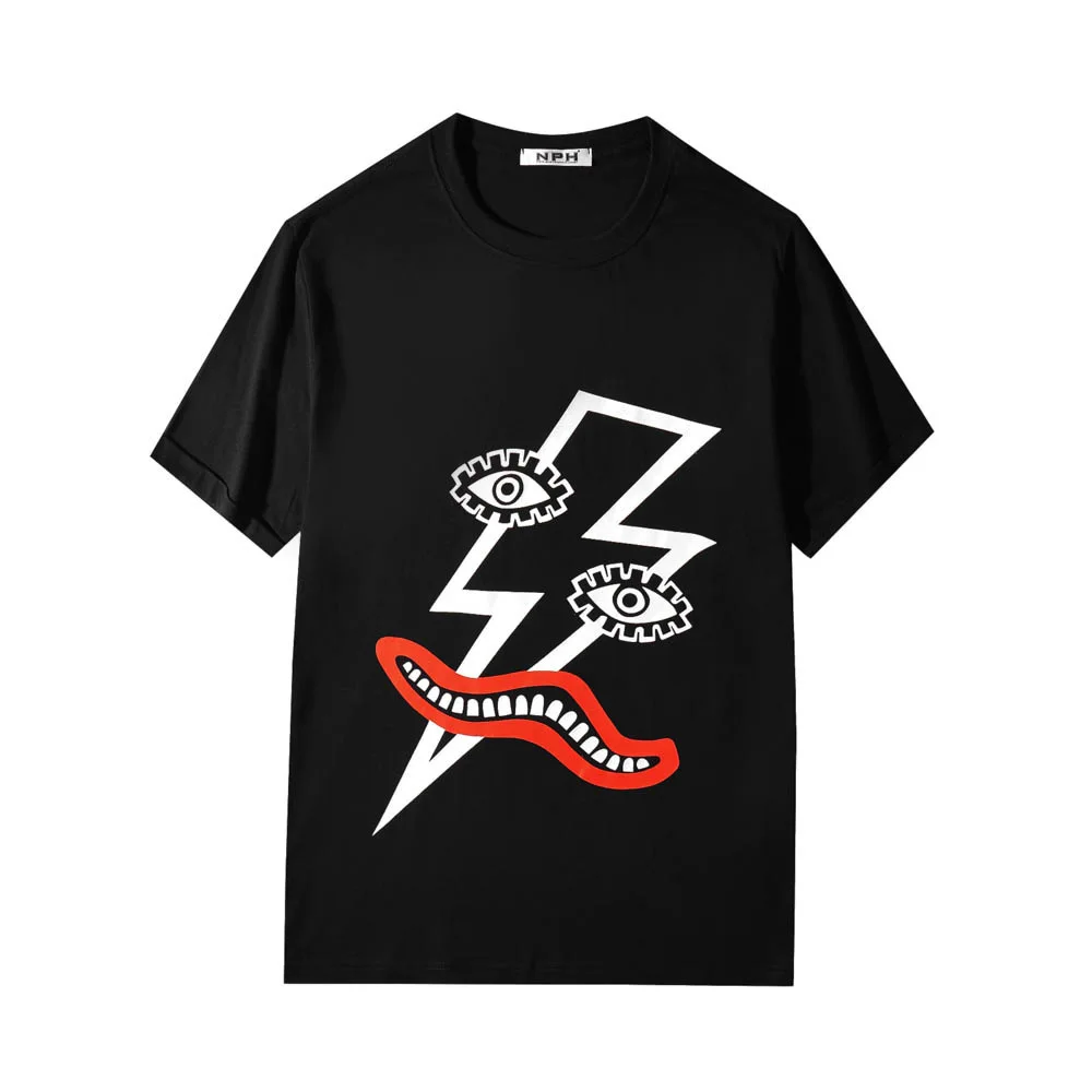 

New luxury Men Novelty 2022 Neil thunderbolt T Shirts T-Shirt Hip Hop Skateboard Parkour Street Cotton T-Shirts Tee Top A638