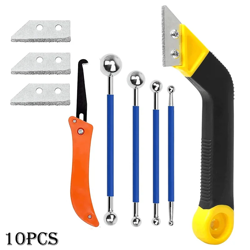 

10pcs set of grouting joint filling beveled ceramic tile grouting saw joint ball steel ball kitchen bathroom window sink tools