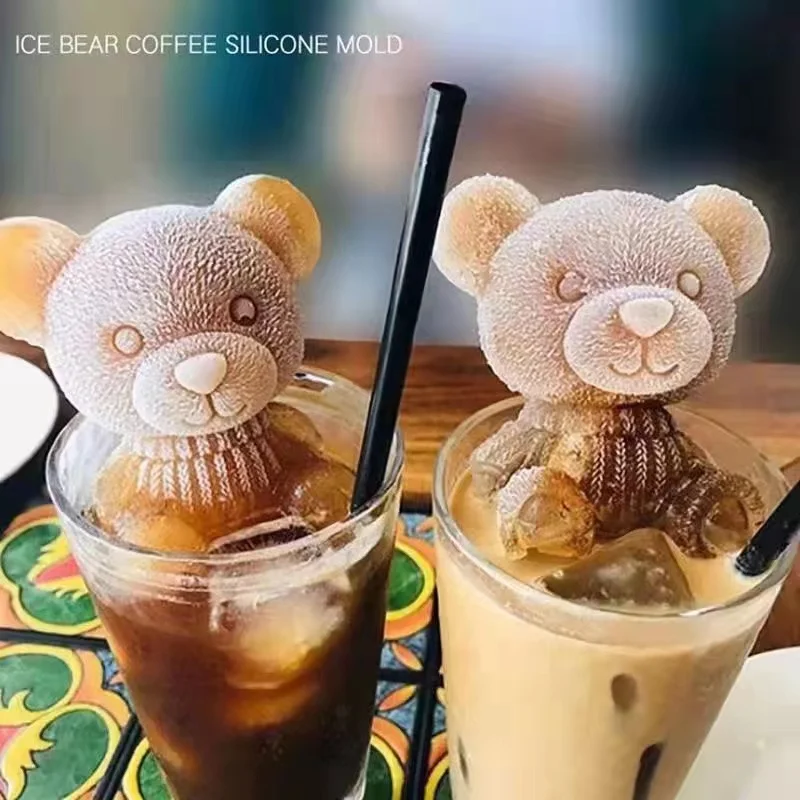 

Ins Cute Bear Silicone Mold 3D Cute Cartoon Dog Soft Mould for Drinking Decoration Tools Kawaii Kids Gift Milk Tea Drinks Molds