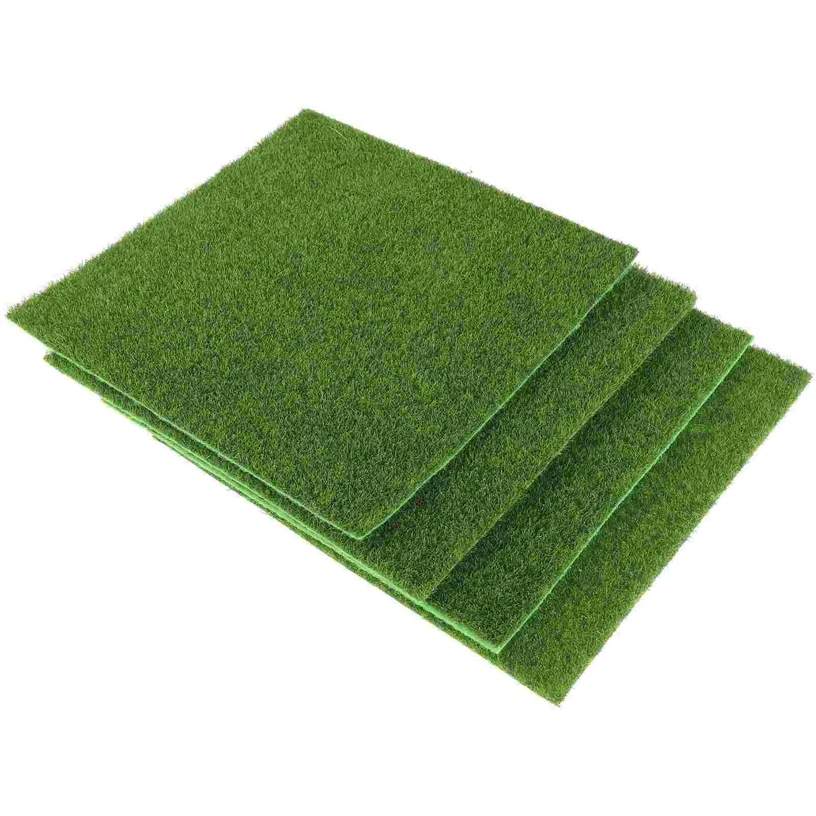 4Pcs Artificial Grass 15x15cm PVC Green Lifelike Moss for Mini HouseDecoration Easy Maintain Gardening Carpet 5