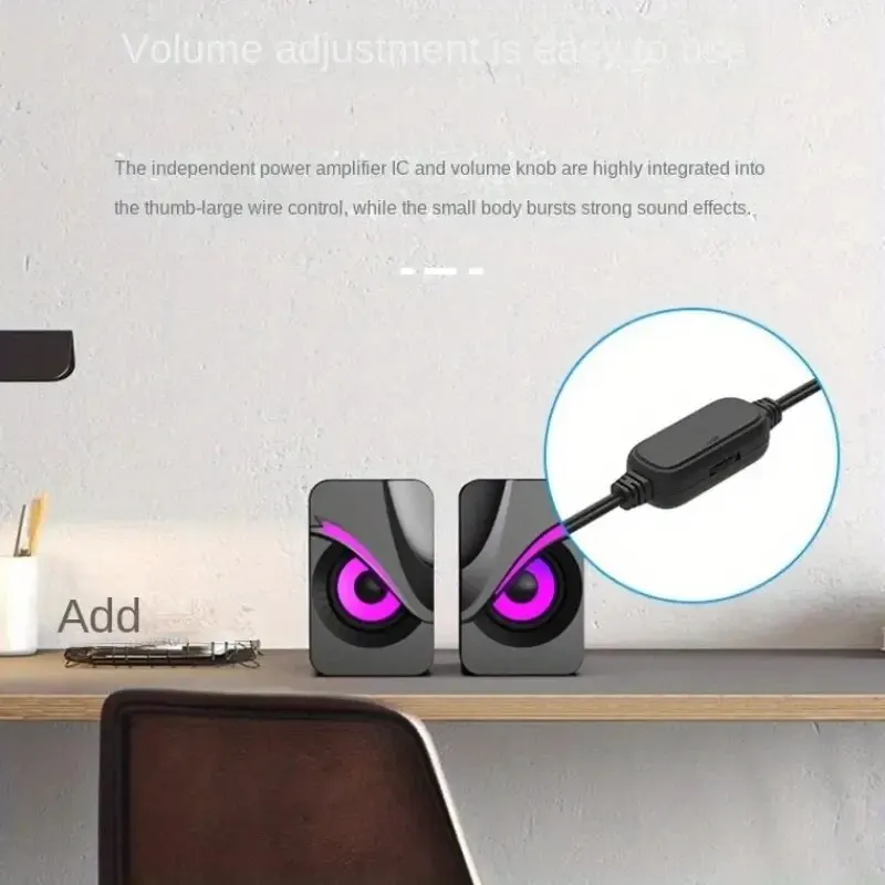 Computer Speaker Altavoces Para Ordenador Caja De Sonido PC Microfono Estereo HIFl USB Concable Con Luz LED Ordenador De Escritori
