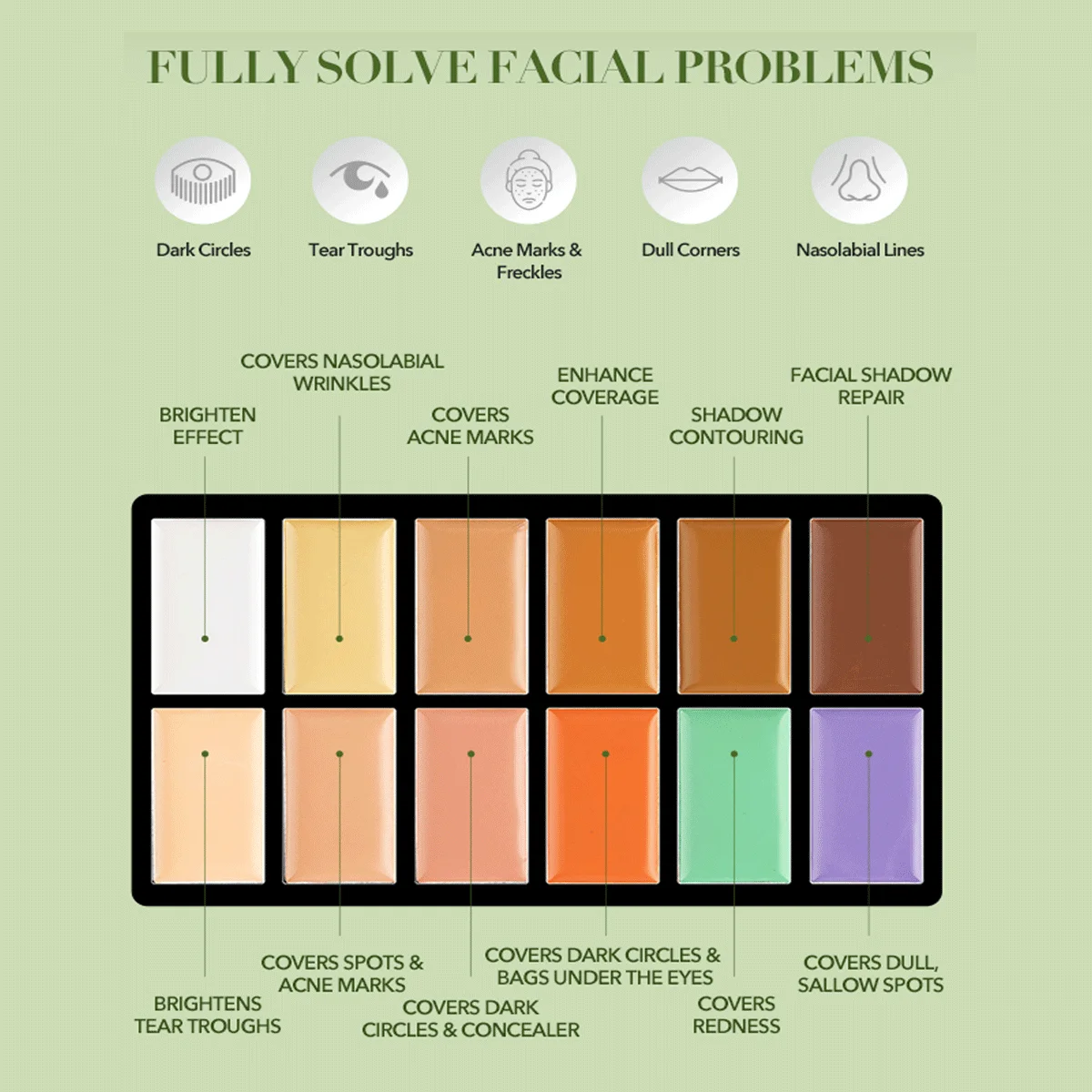 IMAGIC 12-Color Concealer Foundation Cream Covers Acne Marks Dark Circles Full Coverage Suit for All Skin Primer Makeup Cometics 3