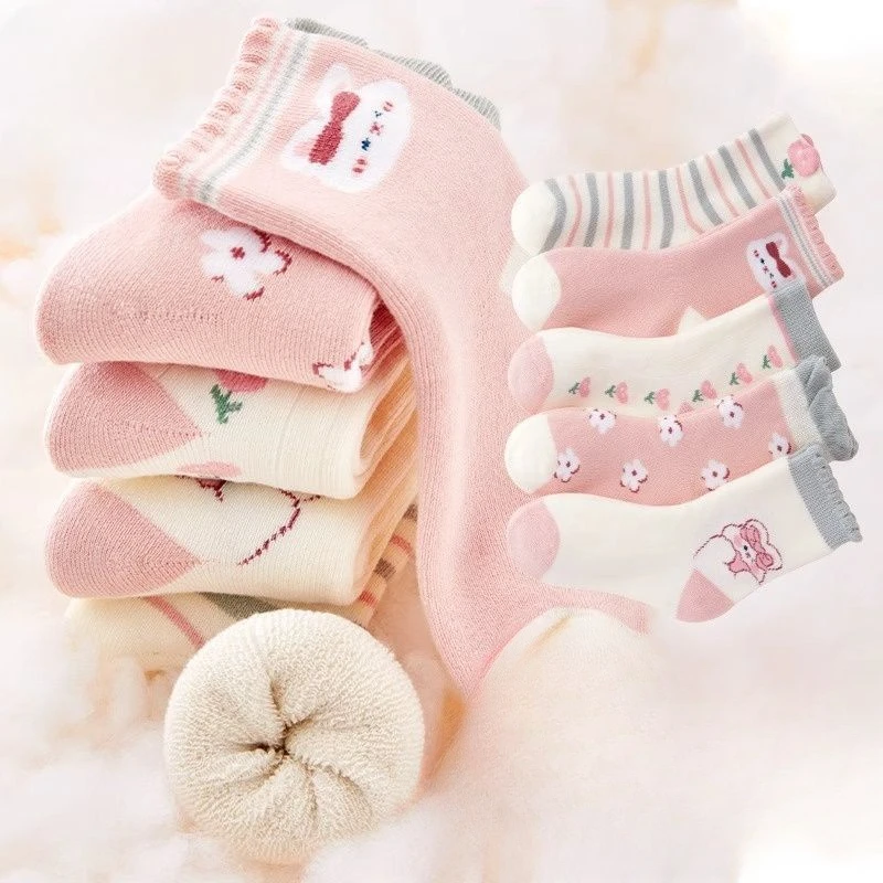 Children's Socks Wool Circle with Wool Thickening Skin Warm Stockings Autumn Winter Baby Boys and Girls Floor Socks 1