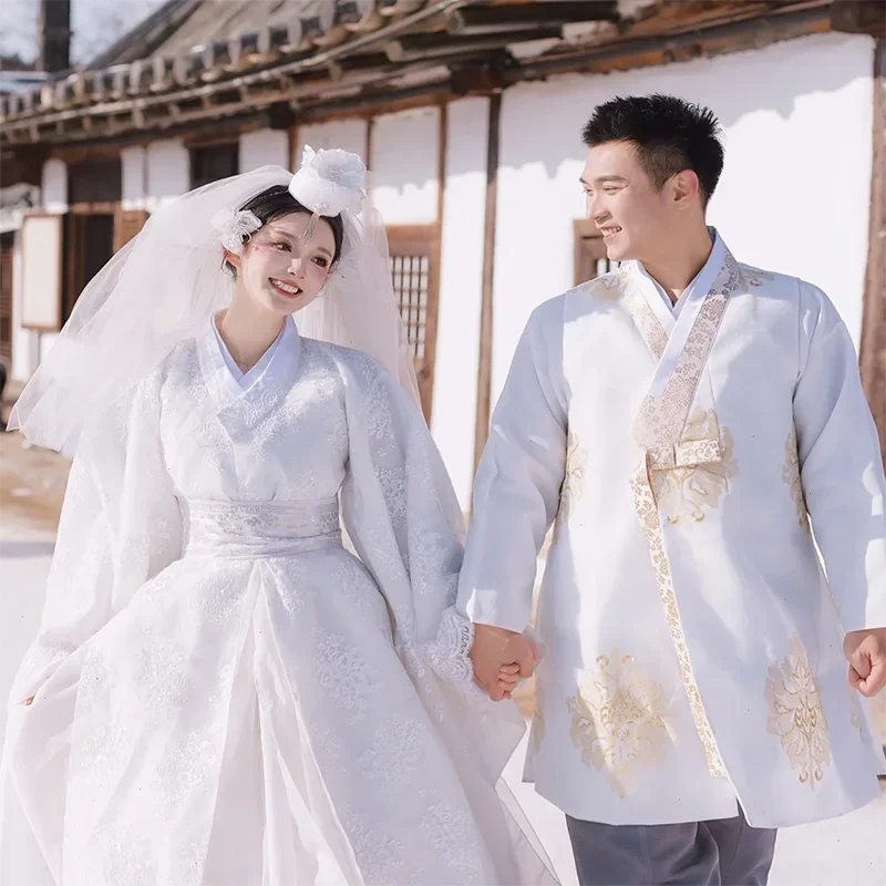 

Оригинальная традиционная корейская одежда Hanbok для мужчин, высококачественный роскошный Комплект из 3-х предметов Hanfu с вышивкой, Свадебный костюм на заказ