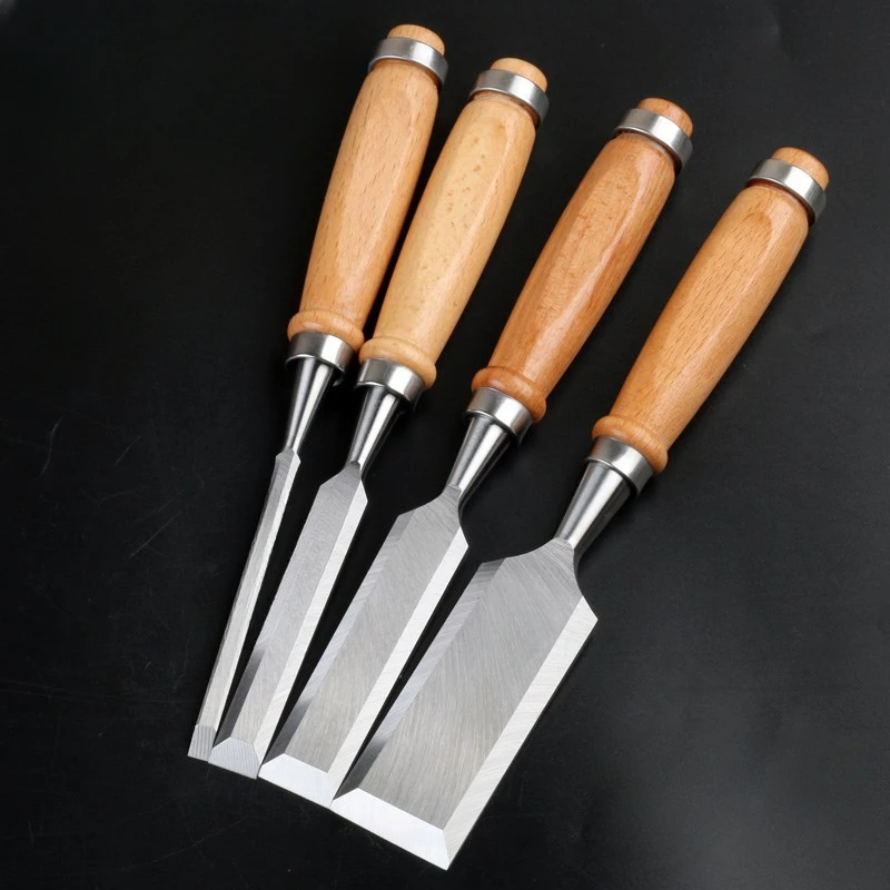 Wood Carving Chisels Set with Beech Handles, Ergonomic Wood Carving Tools, Sharp Chrome-Vanadium Steel