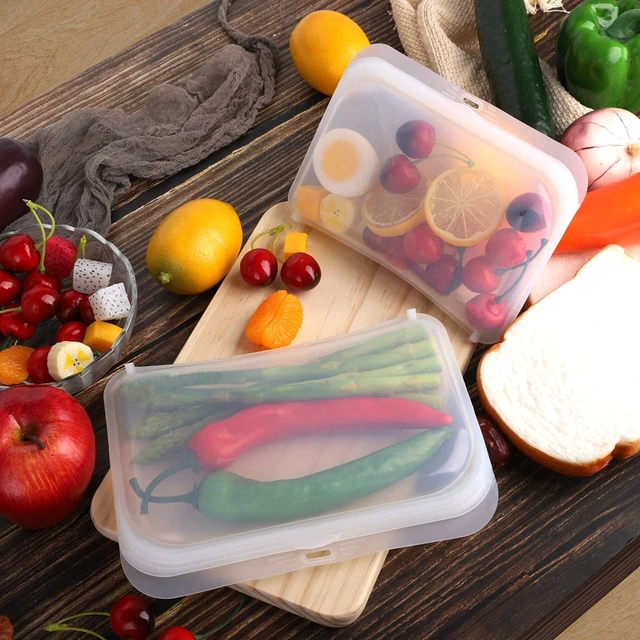 Reusable Silicone Food Storage Bags (3 x Large) for Sandwich, Snack, Lunch,  Vegetable, Fruit, Sous Vide, Liquid