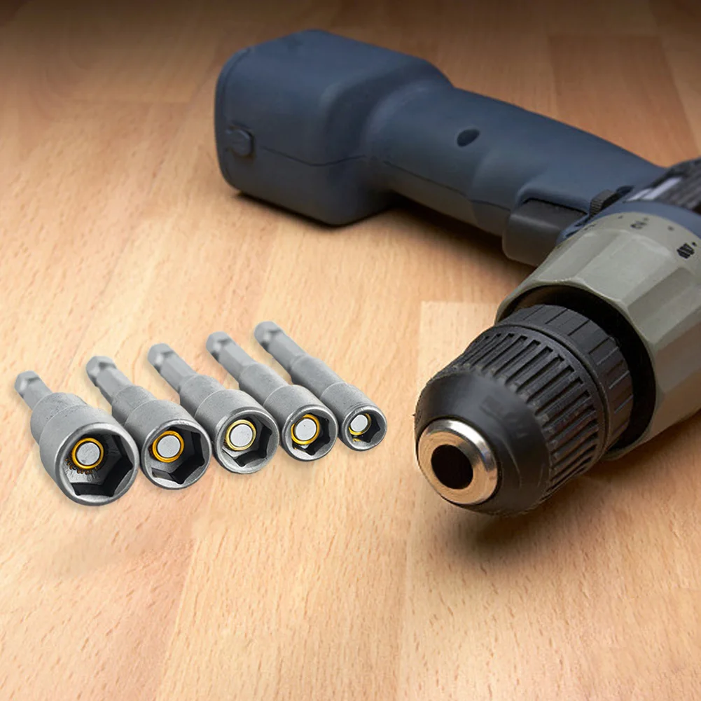5Pcs Magnetic Nut Driver Hex Head 1/4 5/16 3/8 7/16 1/2 Inch Magnetic Nut Screwdriver Hex Key Screwdriver Hand Tools Accessories