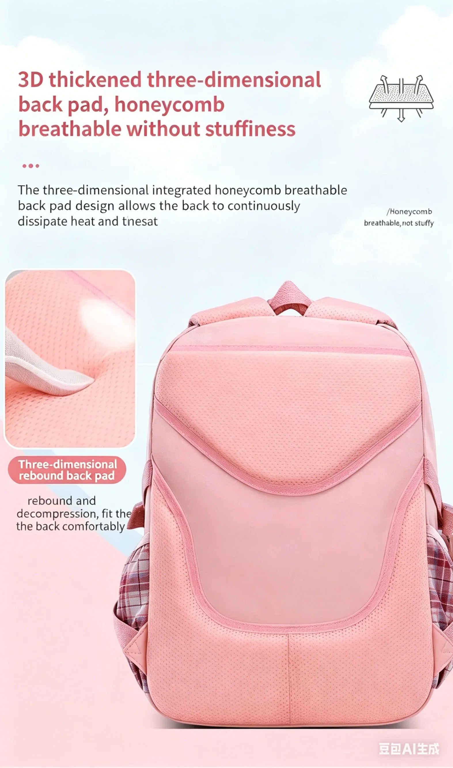 Ergonomic Spine Protecting School Backpack For Girls Waterproof Image 5