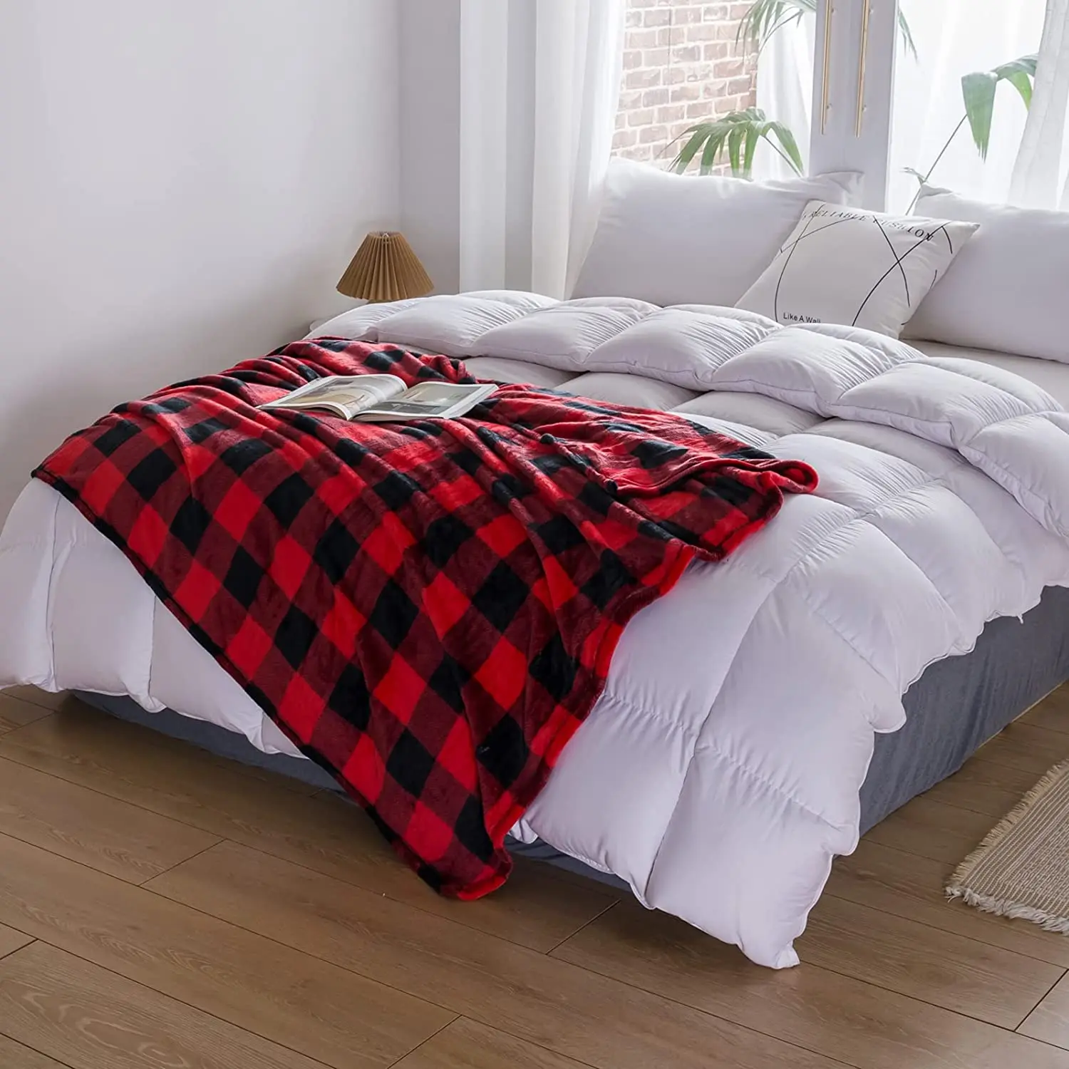 Small Size Flannel Throw Blanket for Couch Sofa Bed Buffalo Plaid Checkered Blanket Cozy Fuzzy Soft Lightweight Blanket 70×100cm