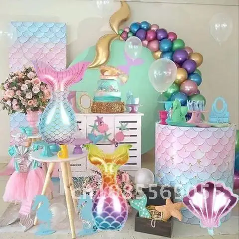 

Mermaid Tail Balloon Under Sea Animal Crab/Starfish Foil Balloons Mermaid Theme Kids Birthday party Decoration Baby Shower Girl