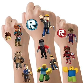 Tatuaggi temporanei per bambini con robot anime dei cartoni animati di Roblox, adesivi per body art, giocattoli per feste cosplay, regali per bambini