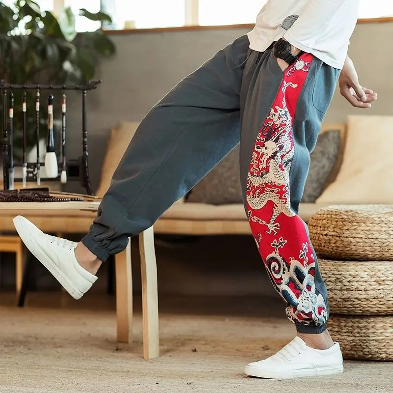 Spring Autumn Fashion High Waist Clothing Casual Versatile Harun Loose Print Trendy Commuting Comfortable Minimalist Men's Pants