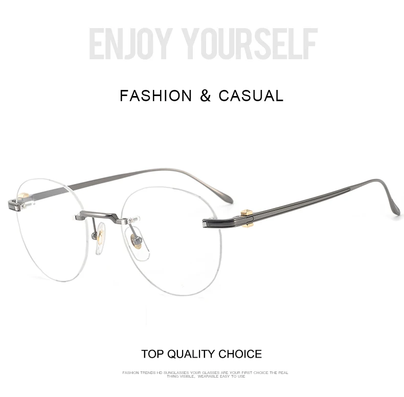 Krasivyy Mens Rimless Round Titanium Eyeglasses KR03420