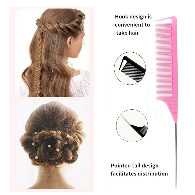 3-10pcs Hair Styling Comb Set Teasing Hair Brush Triple Teasing Comb Rat Tail Combs Edge Brush Hair Tail Tools Braid Tool Loop 4